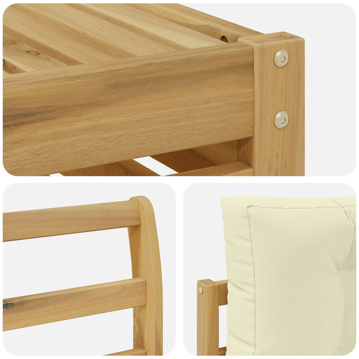 Set vanjskih sofa 8 kom. Bijela i krem Čvrsto drvo akacije 408 x 250 x 73 cm