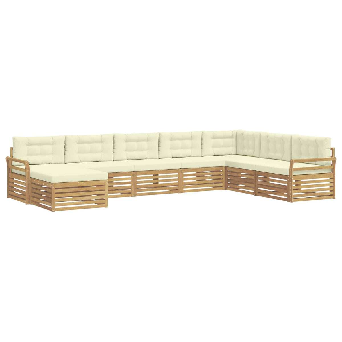 Set vanjskih sofa 8 kom. Bijela i krem Čvrsto drvo akacije 408 x 250 x 73 cm