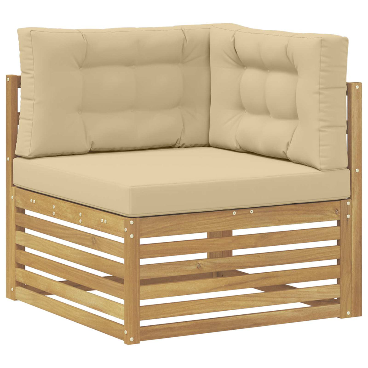 Set vanjskih sofa 8 kom. Bijela i bež Čvrsto drvo akacije 410 x 251,5 x 73 cm