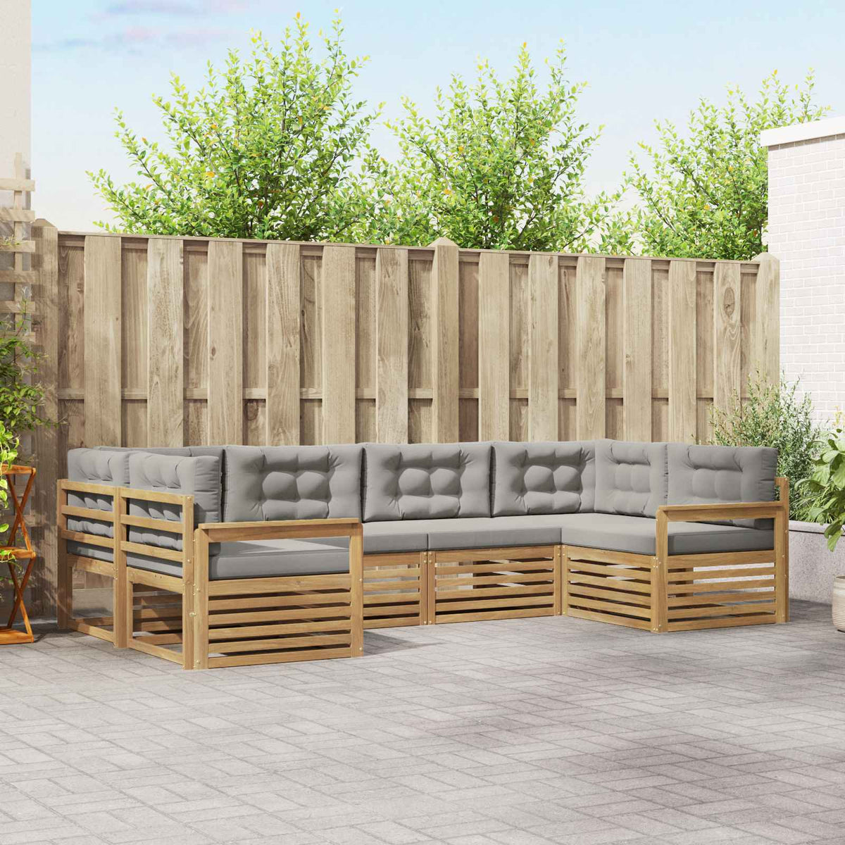 Set vanjskih sofa 6 kom. Bijela i svjetlosiva 325 x 168,5 x 73 cm