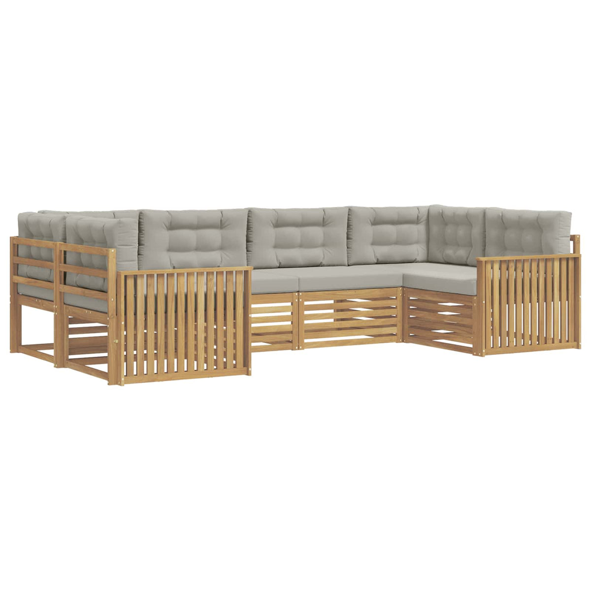Set vanjskih sofa 6 kom. Bijela i svjetlosiva 325 x 168,5 x 73 cm
