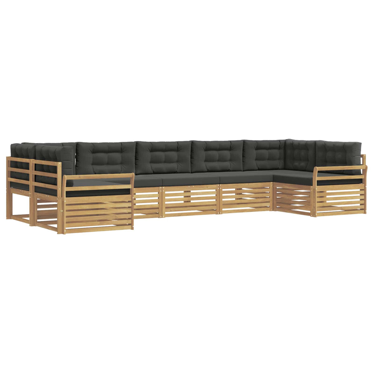 Set vanjskih sofa 7 kom. Bijela i antracit Čvrsto drvo akacije 404 x 170,5 x 73 cm