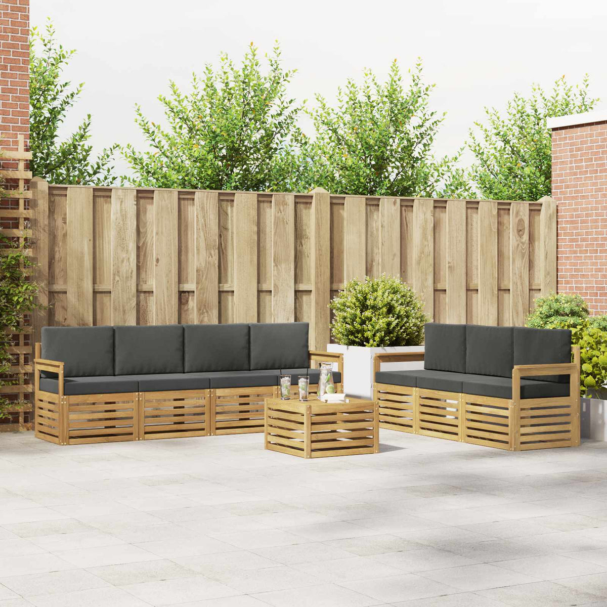 Setovi sofa 8 kom. Bijela i antracit Poliester