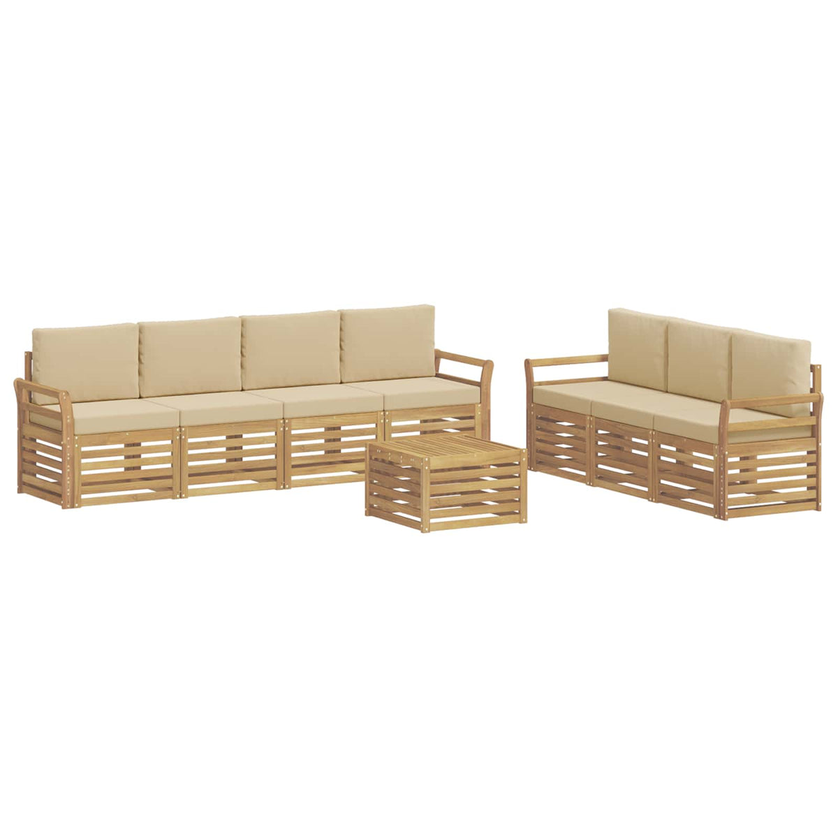 Setovi sofa 8 kom. Bijela i bež Poliester