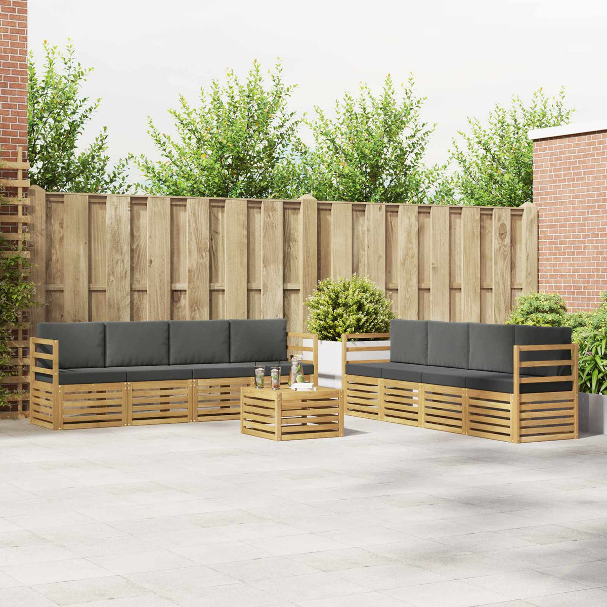 Set vanjskih sofa 9 kom. Bijela i antracit Poliester 59 x 59 x 37 cm