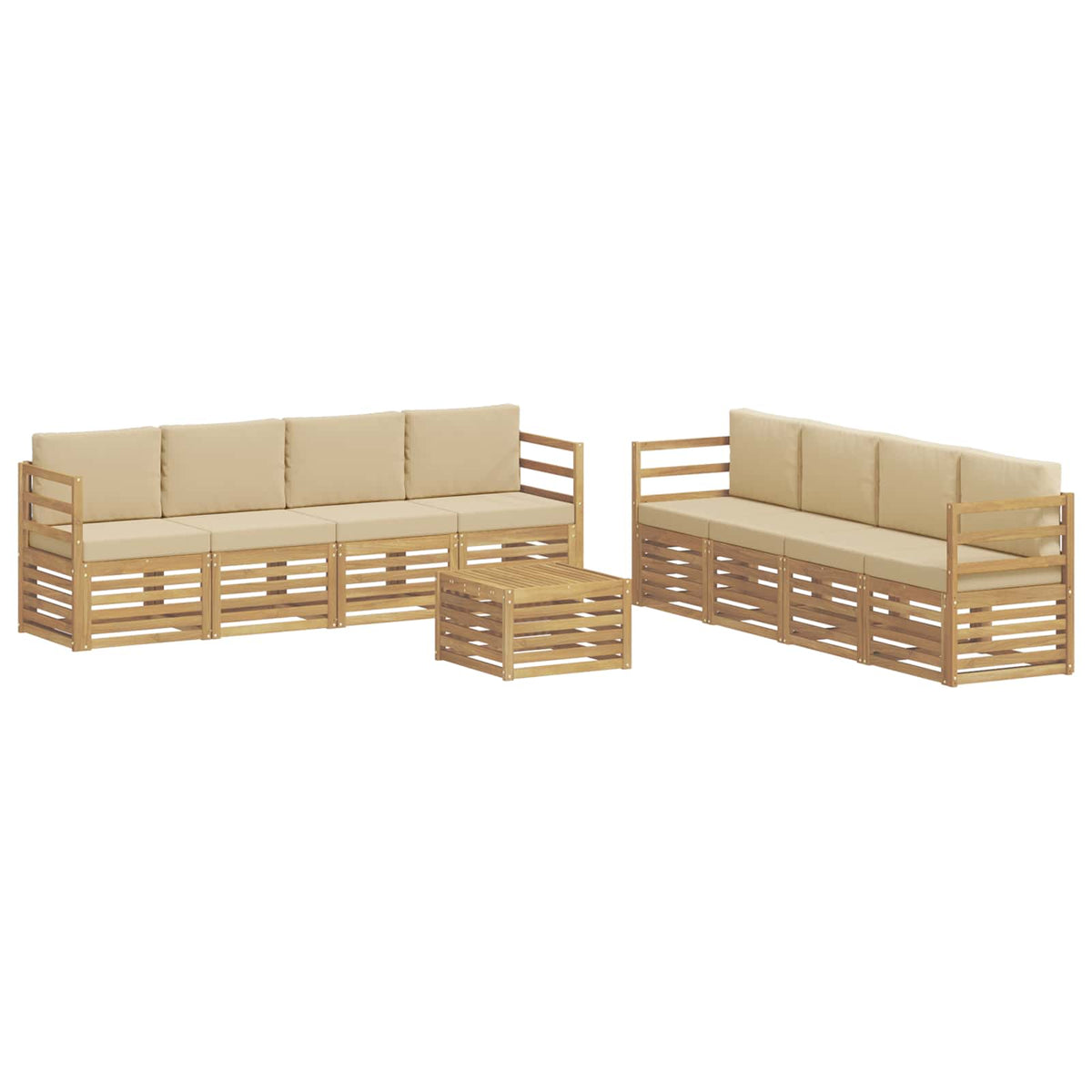 Set vanjskih sofa 9 kom. Bijela i bež Poliester 59 x 59 x 37 cm