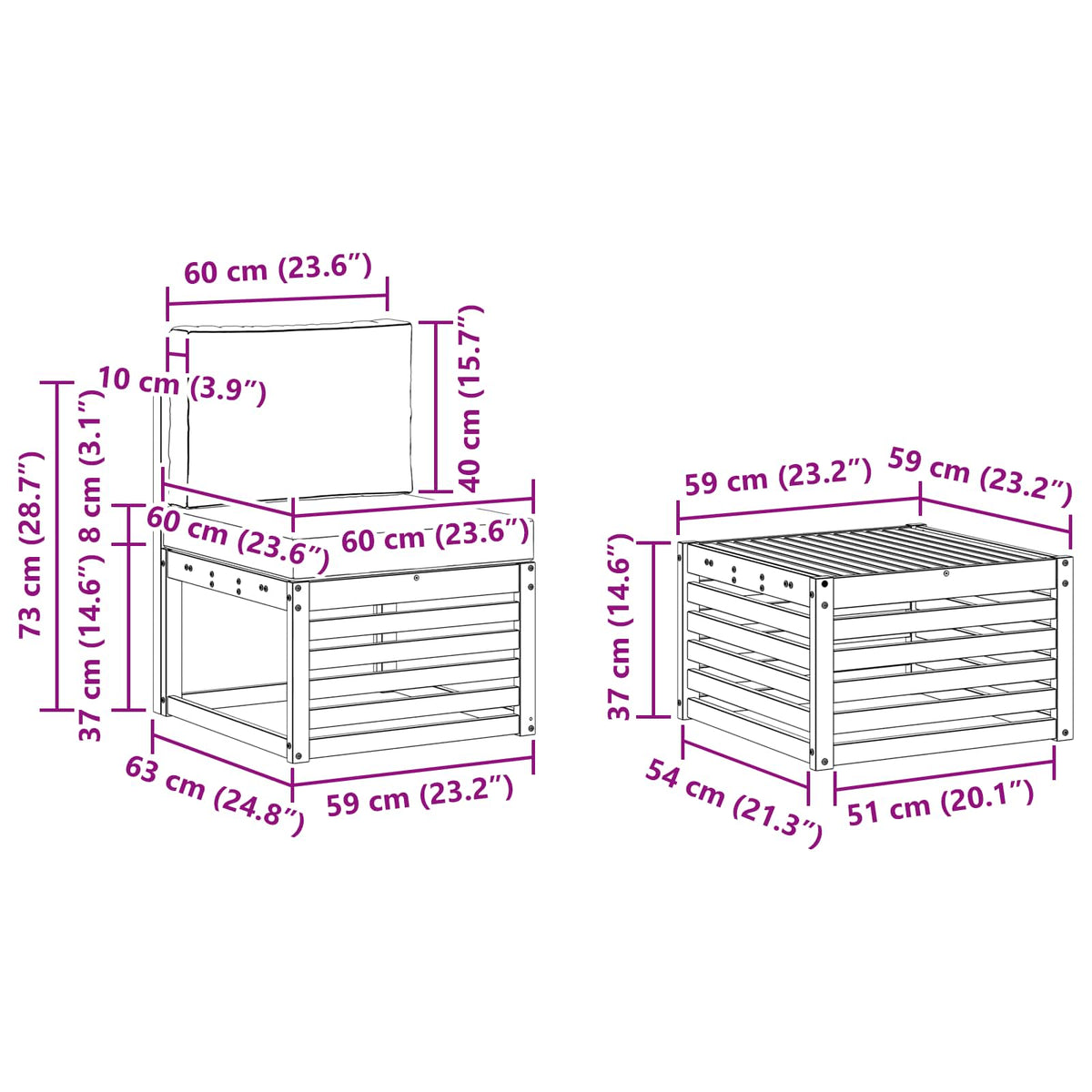 Set vanjskih sofa 9 kom. Bijela i bež Poliester 59 x 59 x 37 cm
