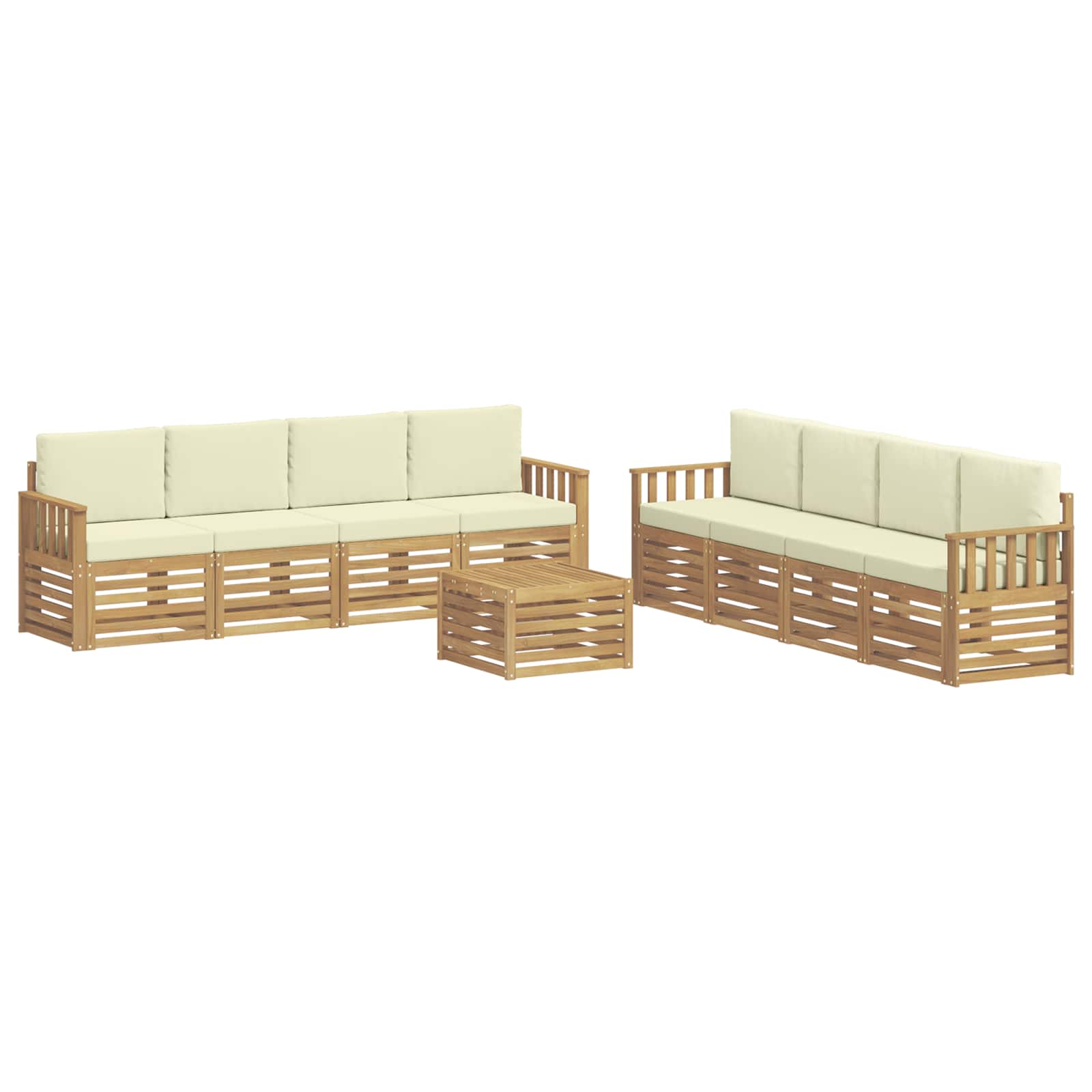 Set vanjskih sofa 9 pcs Bijela i krem 59 x 59 x 37 cm Poliester