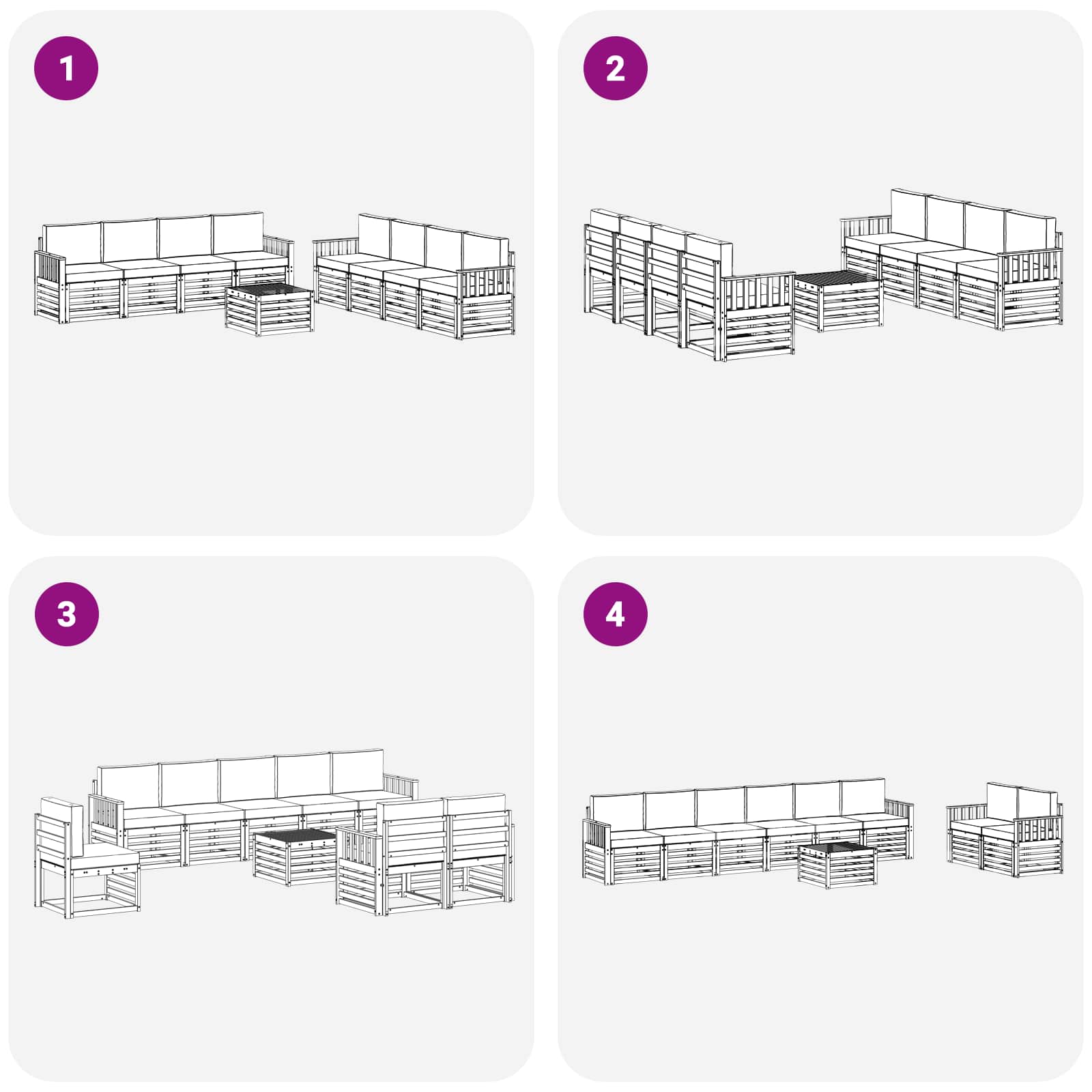 Set vanjskih sofa 9 pcs Bijela i antracit 59 x 59 x 37 cm