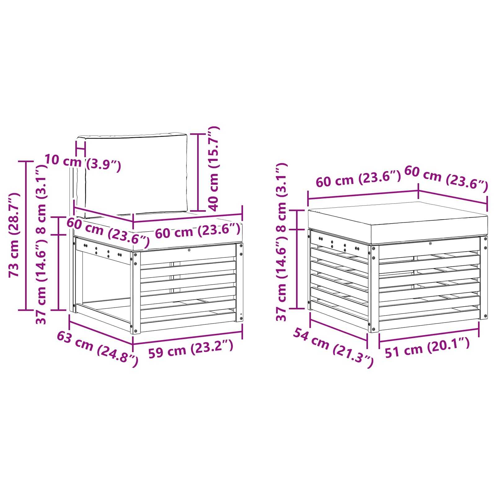 Set vanjskih sofa 4 pcs Bijela i bež 189,5 x 122,5 x 73 cm