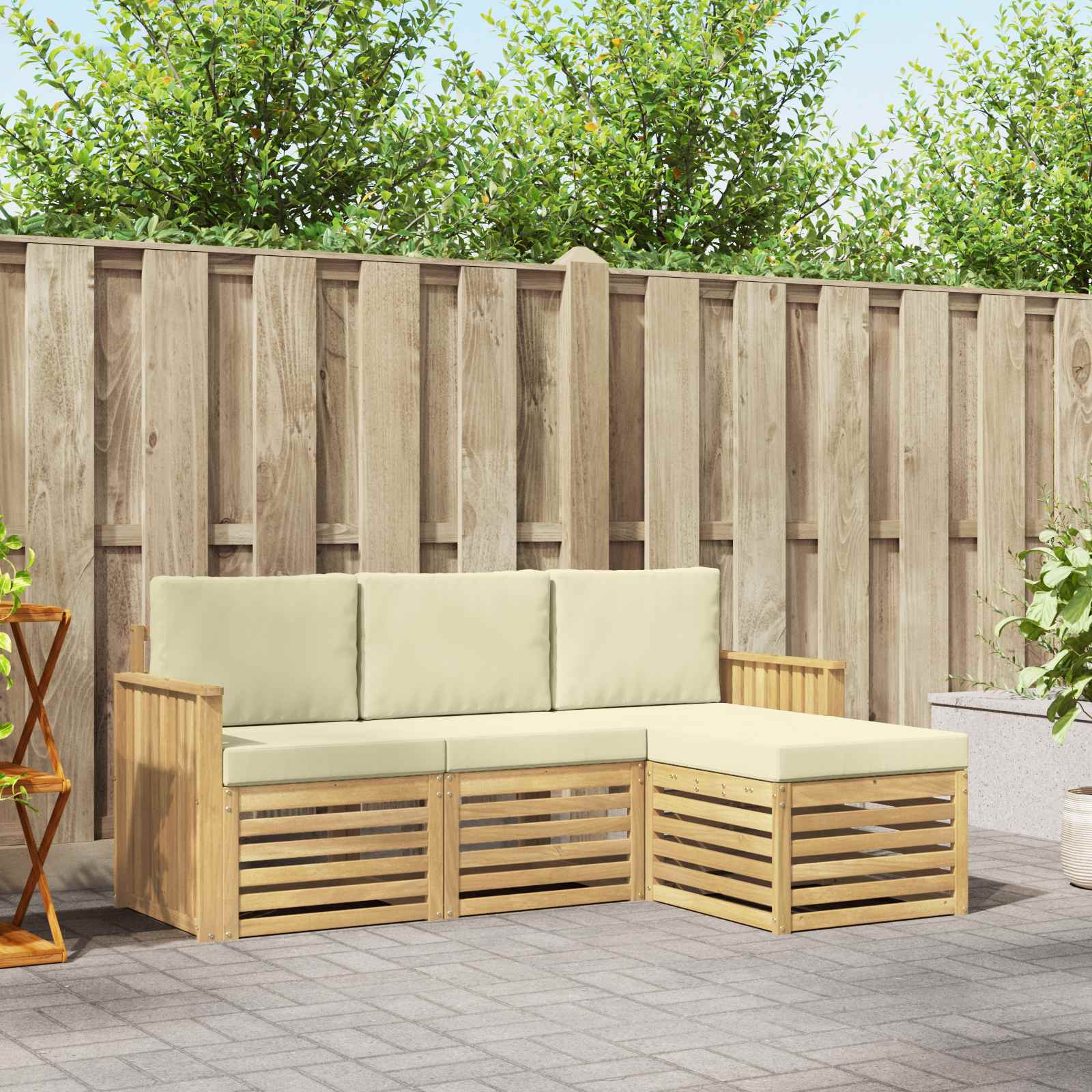 Set vanjskih sofa 4 pcs Bijela i krem 189,5 x 122,5 x 73 cm