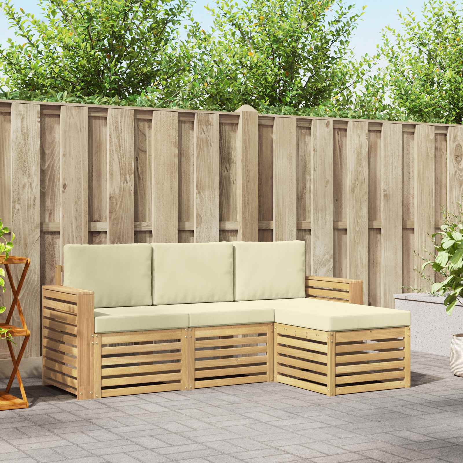 Set vanjskih sofa 4 pcs Bijela i krem 197,5 x 122,5 x 73 cm