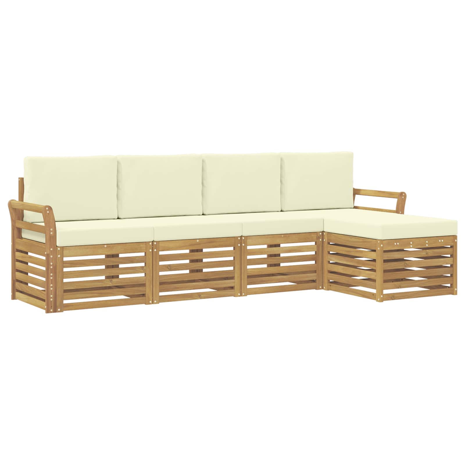 Set vanjskih sofa 5 pcs Bijela i krem 253 x 122,5 x 73 cm