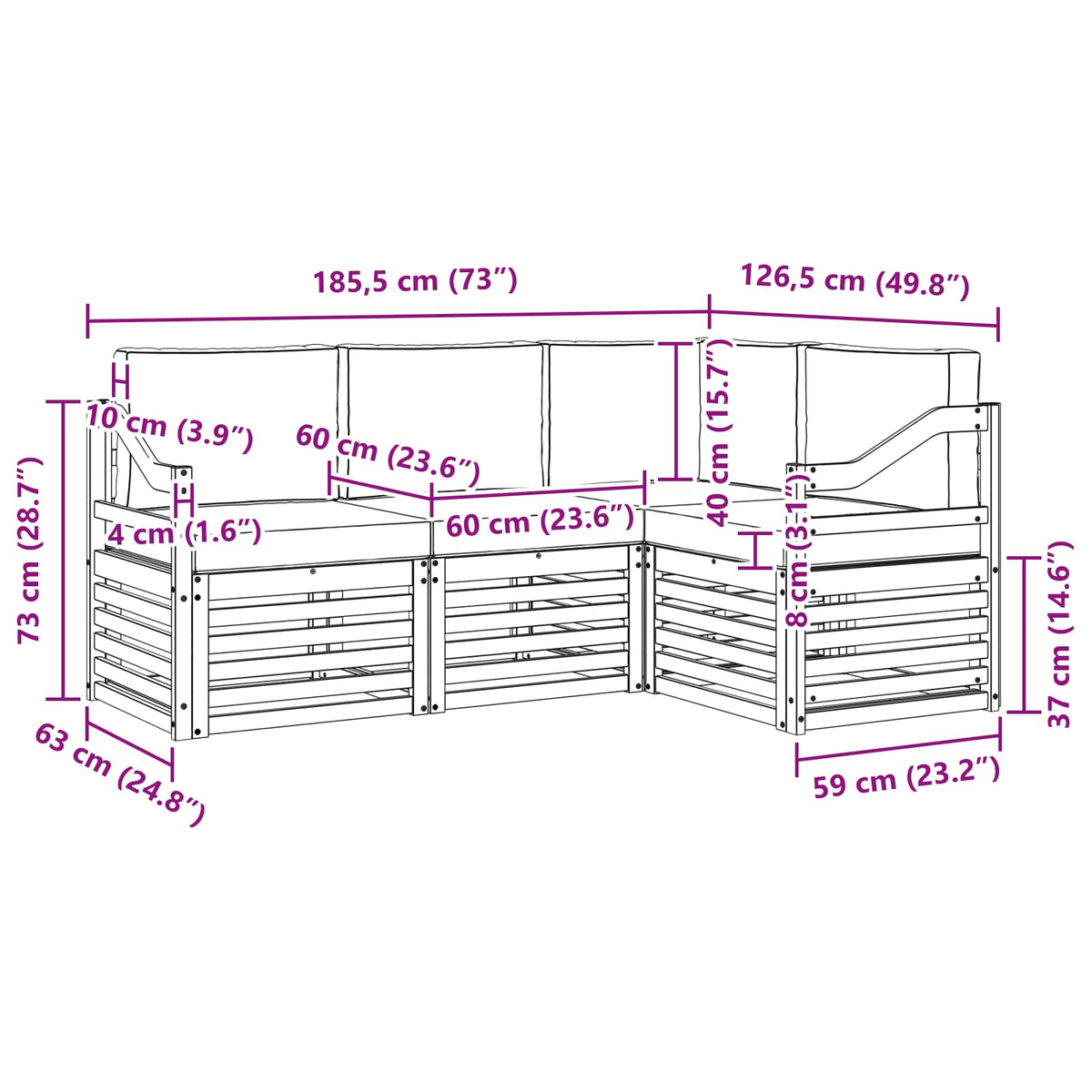 Set vanjskih sofa 4 kom. Bijela