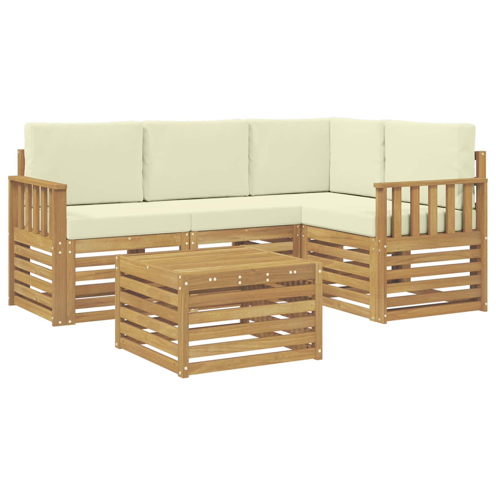Set vanjskih sofa 5 pcs Bijela i krem 59 x 59 x 37 cm Poliester