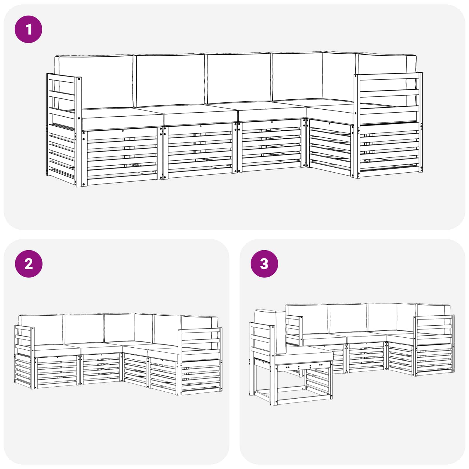 Set vanjskih sofa 5 pcs Bijela i bež 245 x 126,5 x 73 cm