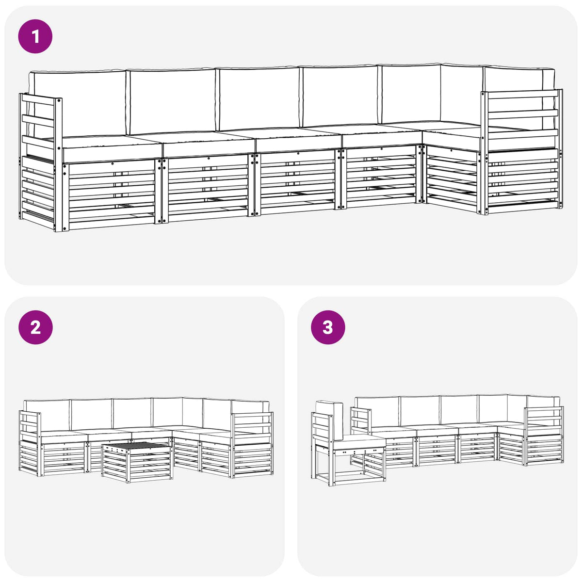 Set vanjskih sofa 6 kom. Bijela i svjetlosiva Poliester 306 x 128,5 x 73 cm