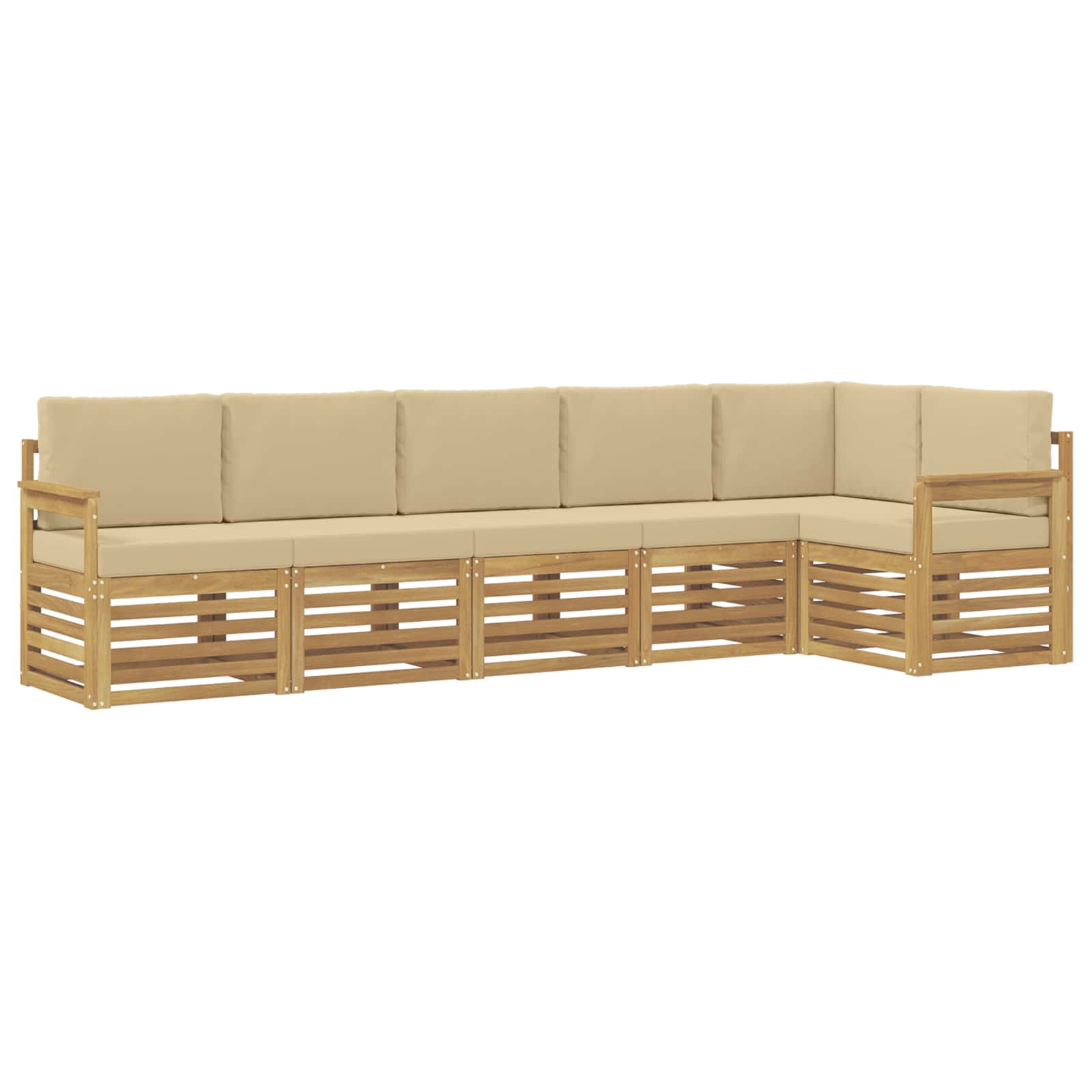 Set vanjskih sofa 6 pcs Bijela i bež 306 x 128,5 x 73 cm
