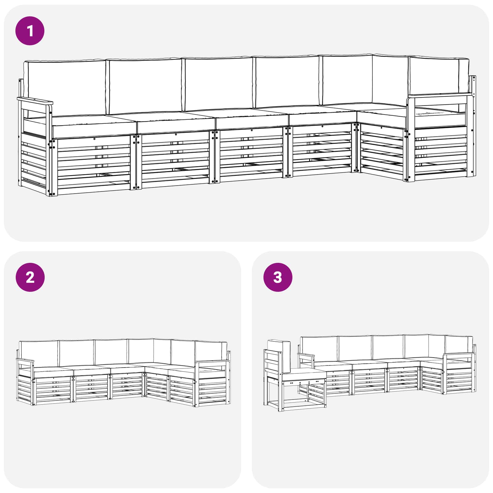 Set vanjskih sofa 6 pcs Bijela i bež 306 x 128,5 x 73 cm