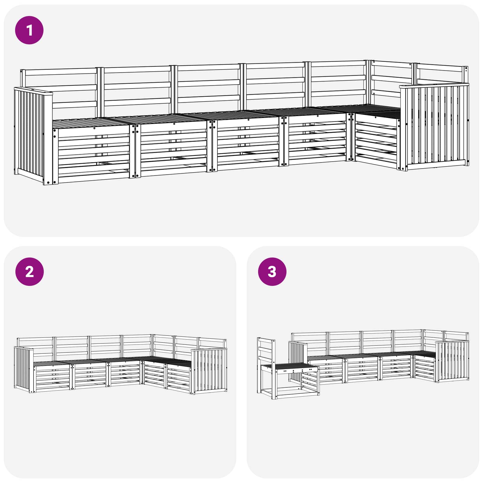 Set vanjskih sofa 6 pcs Bijela 306 x 128,5 x 73 cm