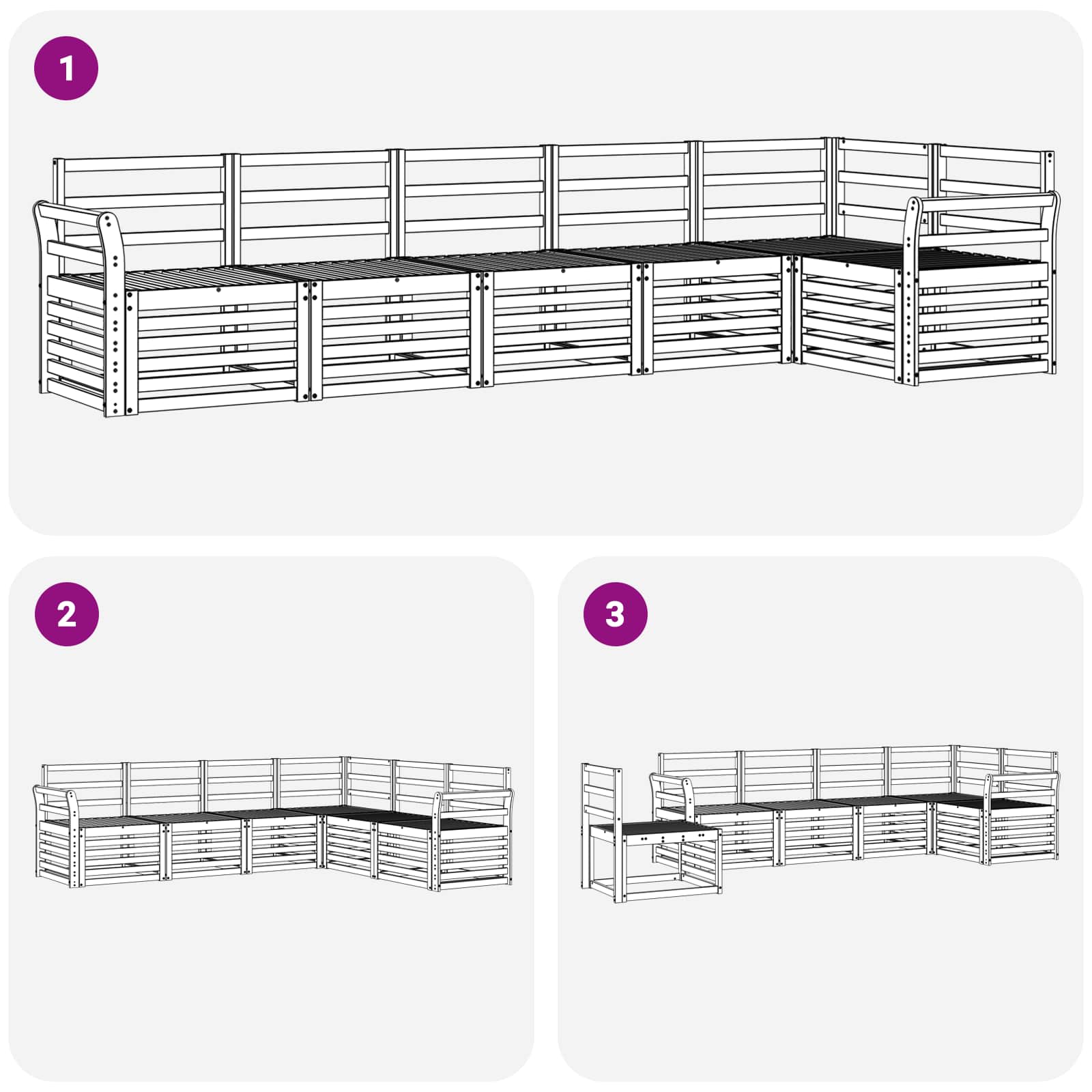 Set vanjskih sofa 6 pcs Bijela 308 x 130,5 x 73 cm
