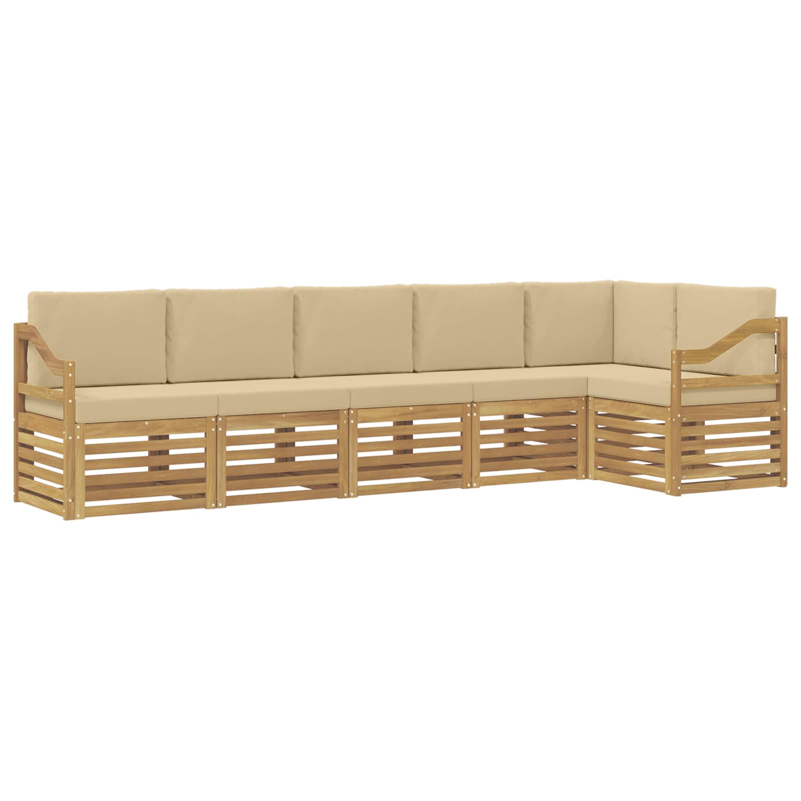 Set vanjskih sofa 6 pcs Bijela i bež 304 x 126,5 x 73 cm