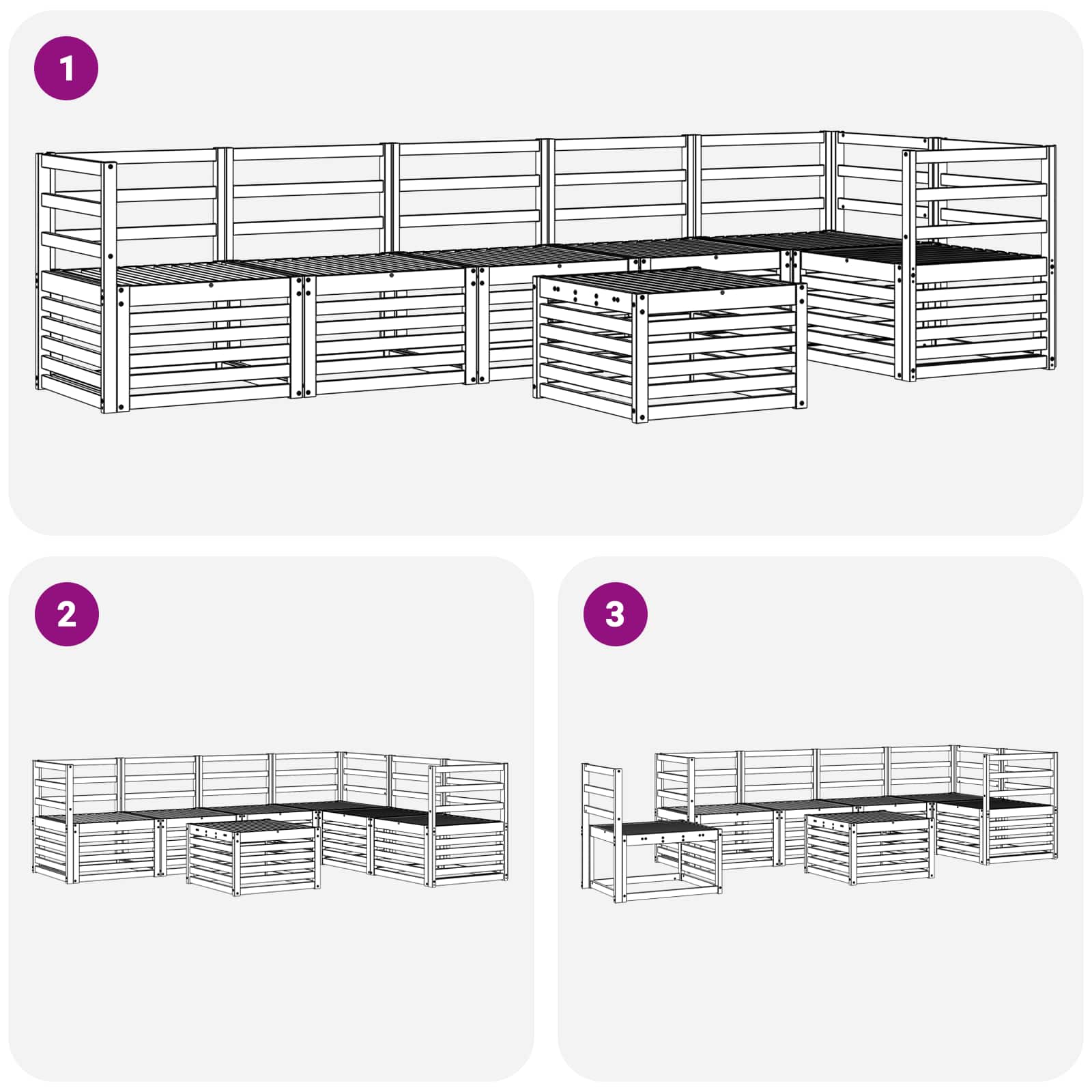 Set vanjskih sofa 7 pcs Bijela 59 x 59 x 37 cm