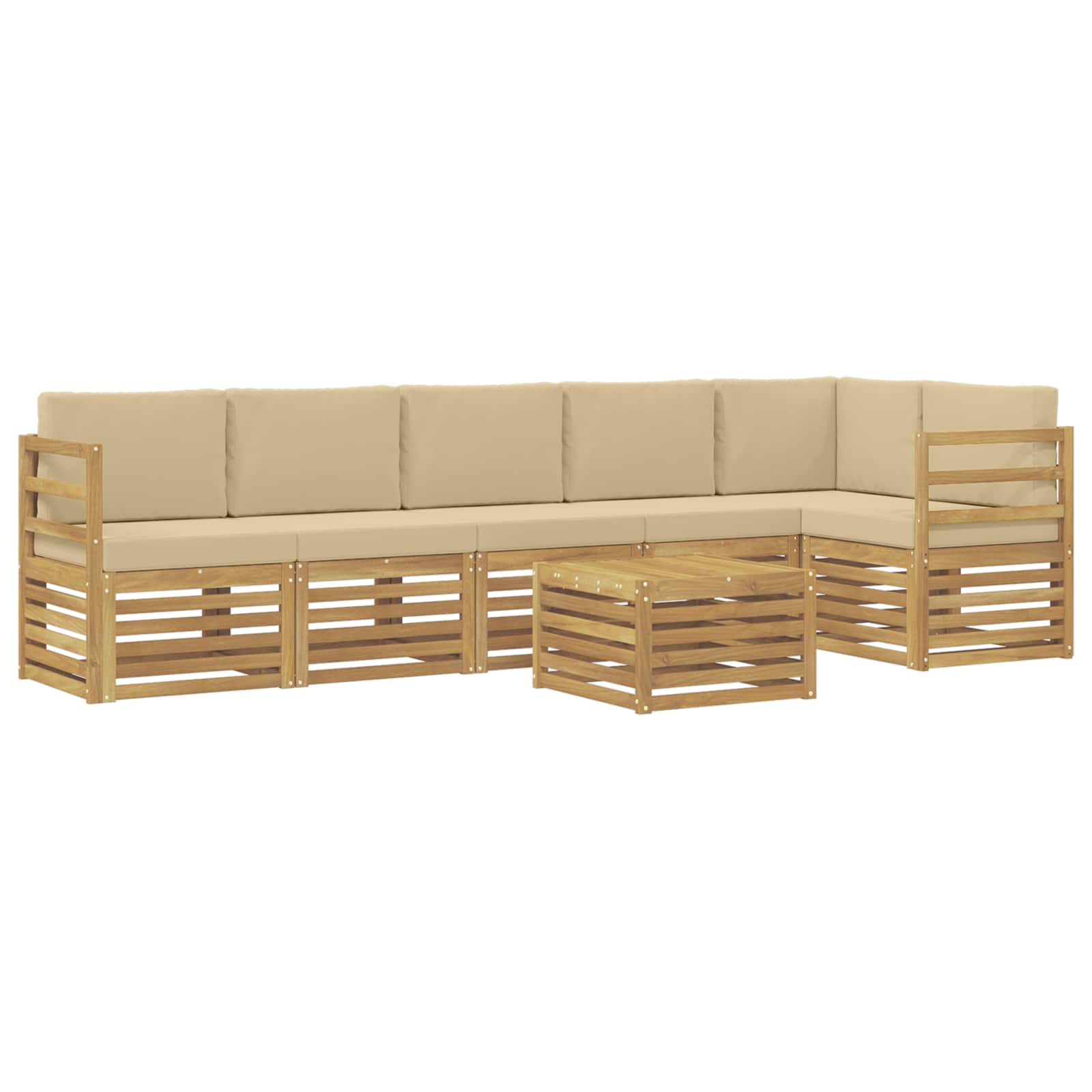 Set vanjskih sofa 7 pcs Bijela i bež 59 x 59 x 37 cm Poliester