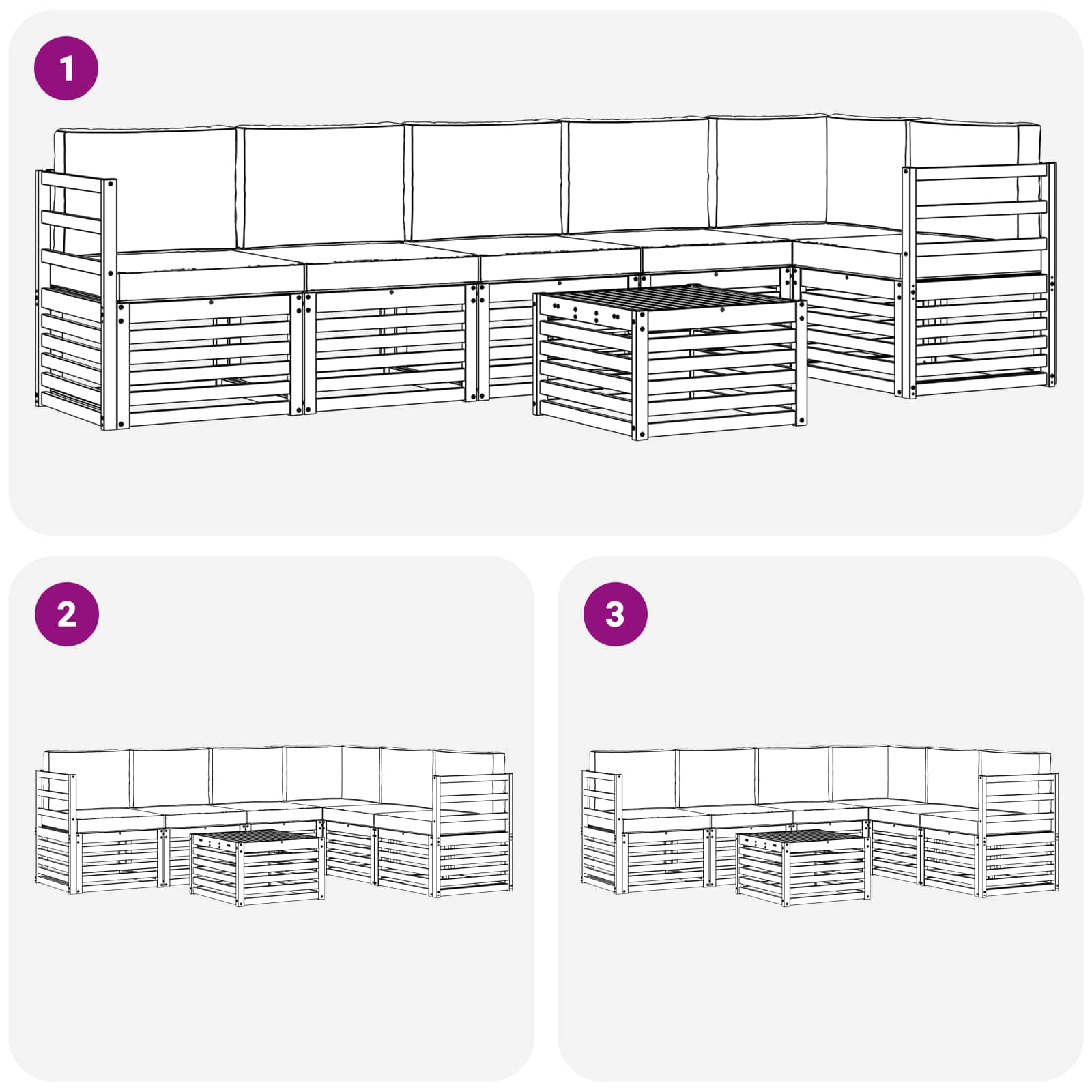 Set vanjskih sofa 7 pcs Bijela i bež 59 x 59 x 37 cm Poliester