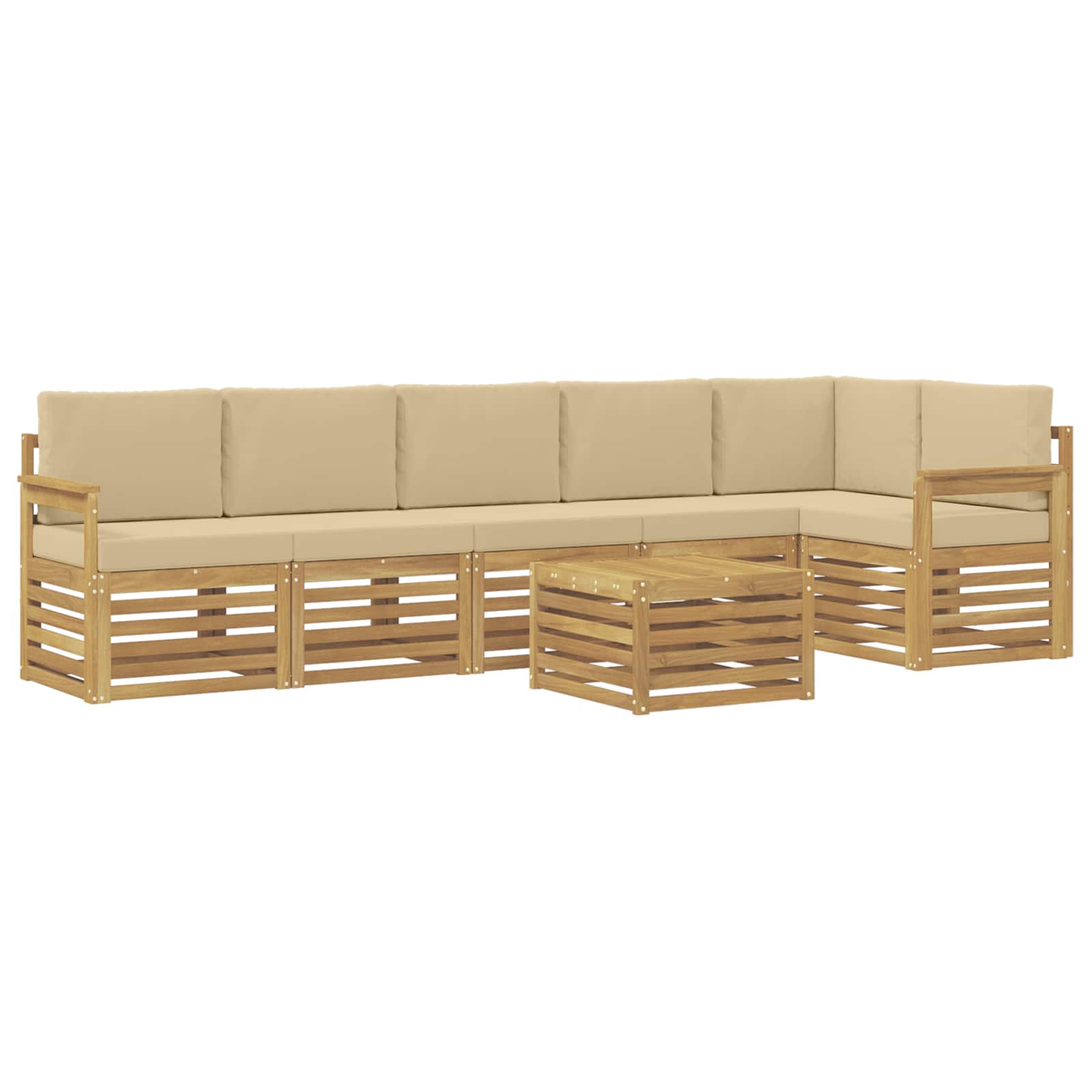 Set vanjskih sofa 7 pcs Bijela i bež 59 x 59 x 37 cm Poliester