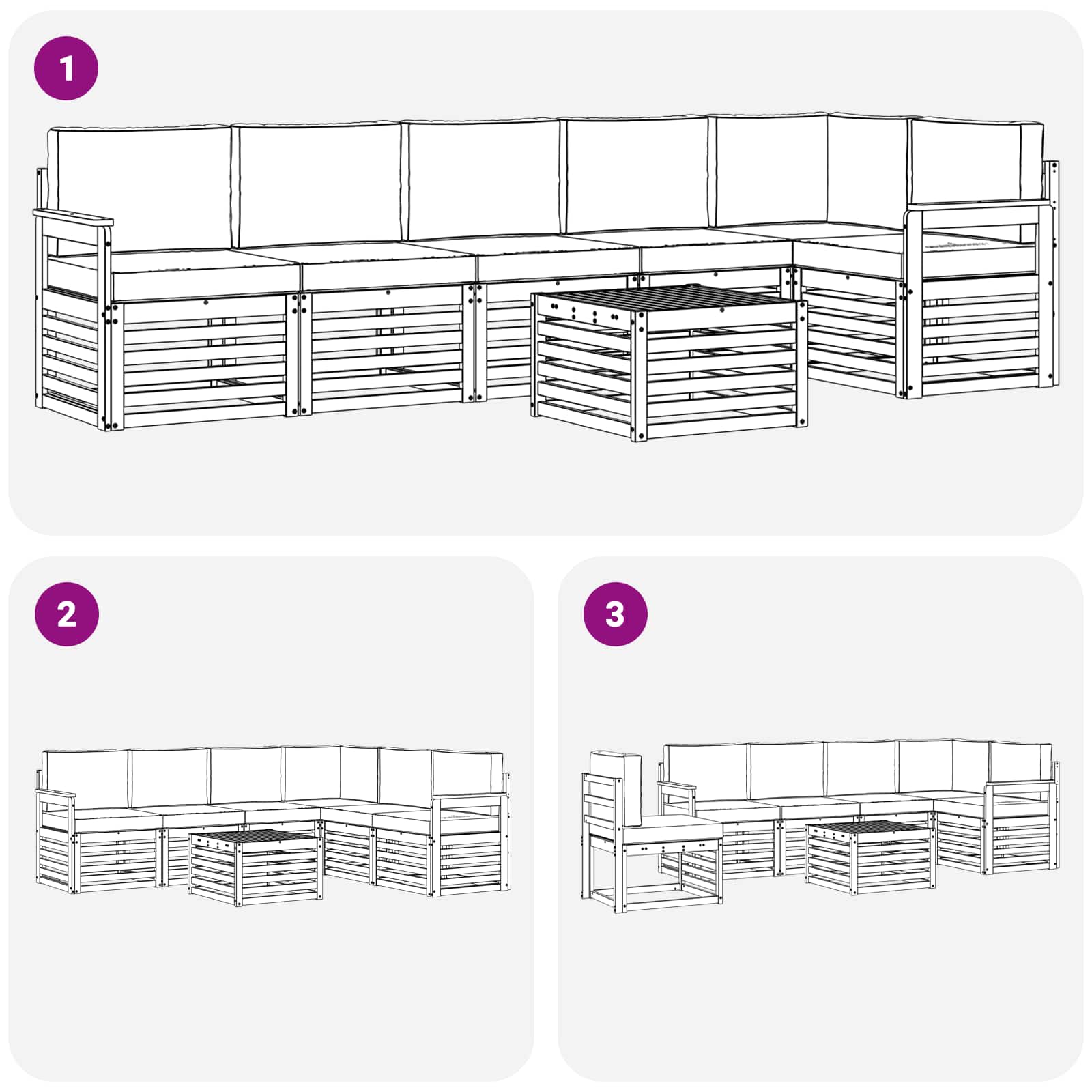 Set vanjskih sofa 7 pcs Bijela i bež 59 x 59 x 37 cm Poliester