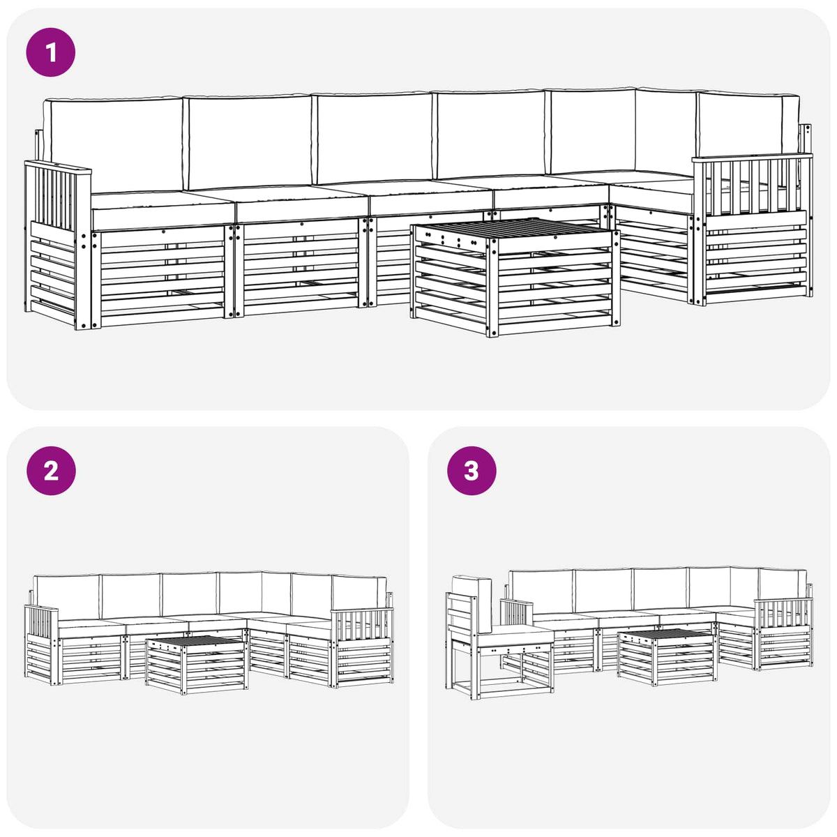 Set vanjskih sofa 7 kom. Bijela i svjetlosiva Poliester 59 x 59 x 37 cm