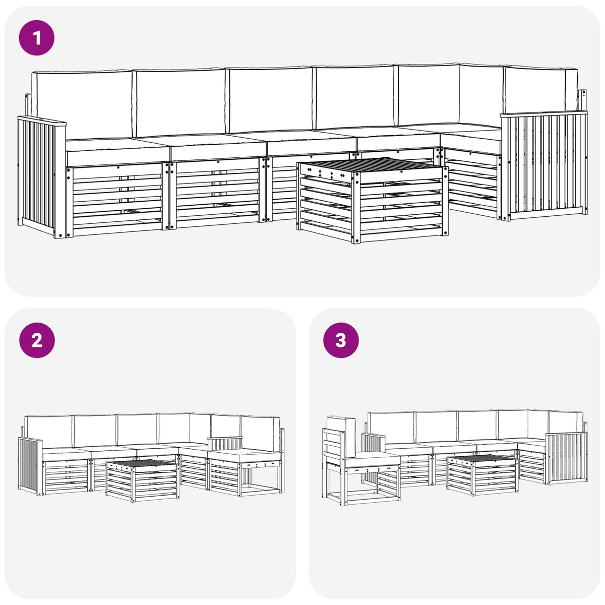 Set vanjskih sofa 7 kom. Bijela i krem Poliester 59 x 59 x 37 cm