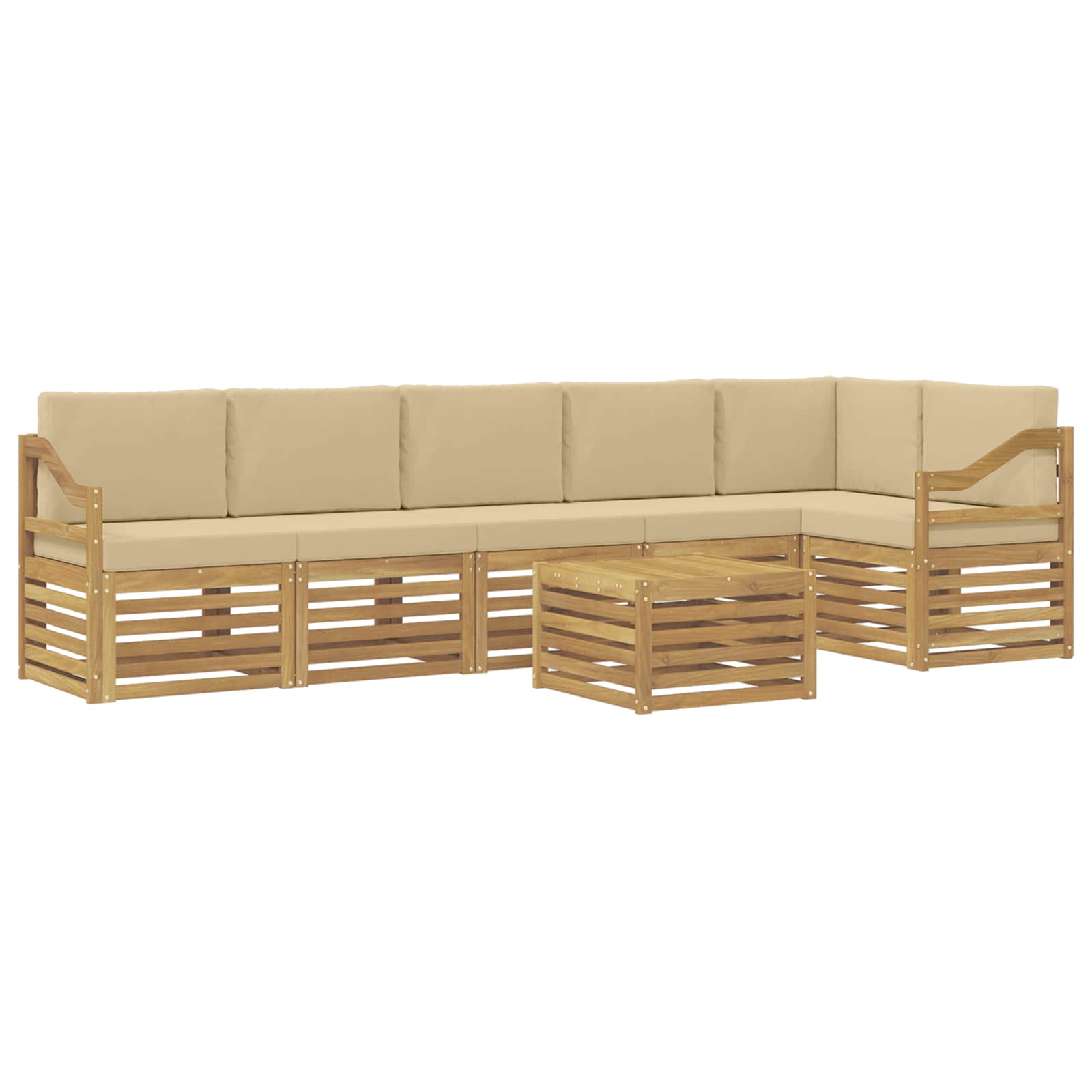 Set vanjskih sofa 7 pcs Bijela i bež 59 x 59 x 37 cm Poliester