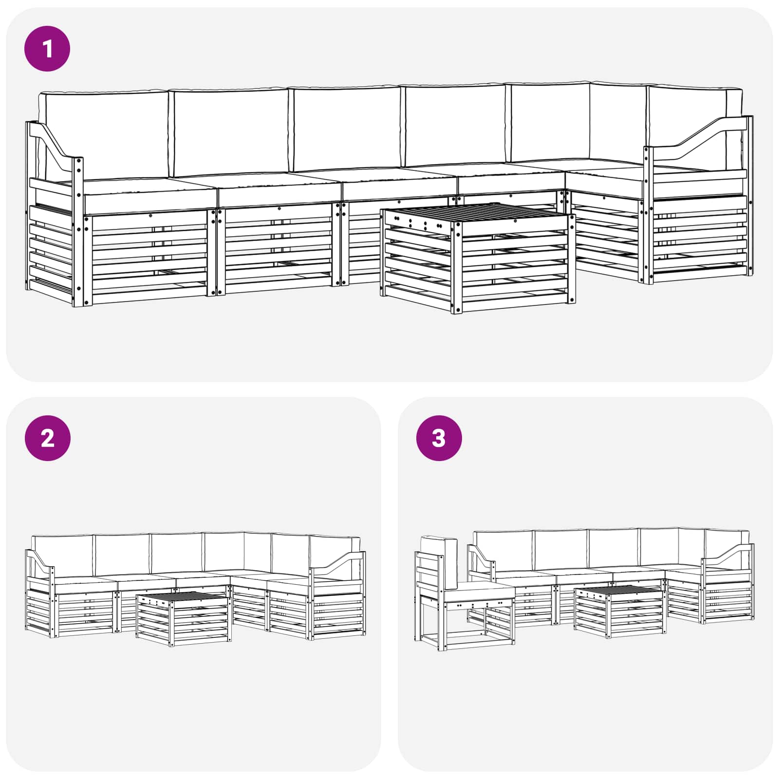 Set vanjskih sofa 7 pcs Bijela i bež 59 x 59 x 37 cm Poliester
