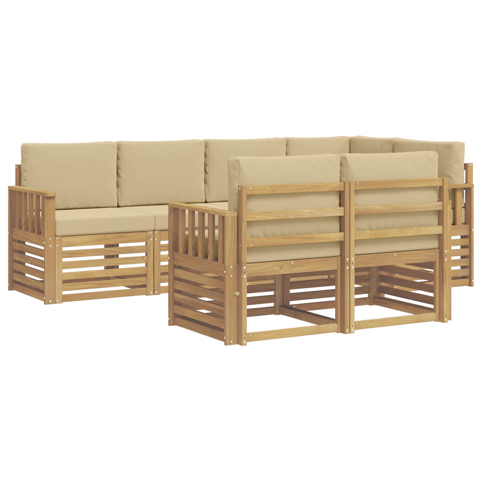 Set vanjskih sofa 7 pcs Bijela i bež 247 x 128,5 x 73 cm