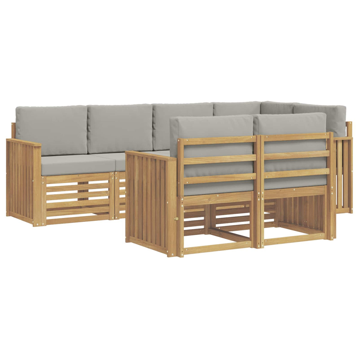 Set vanjskih sofa 7 kom. Bijela i svjetlosiva Poliester 247 x 128,5 x 73 cm