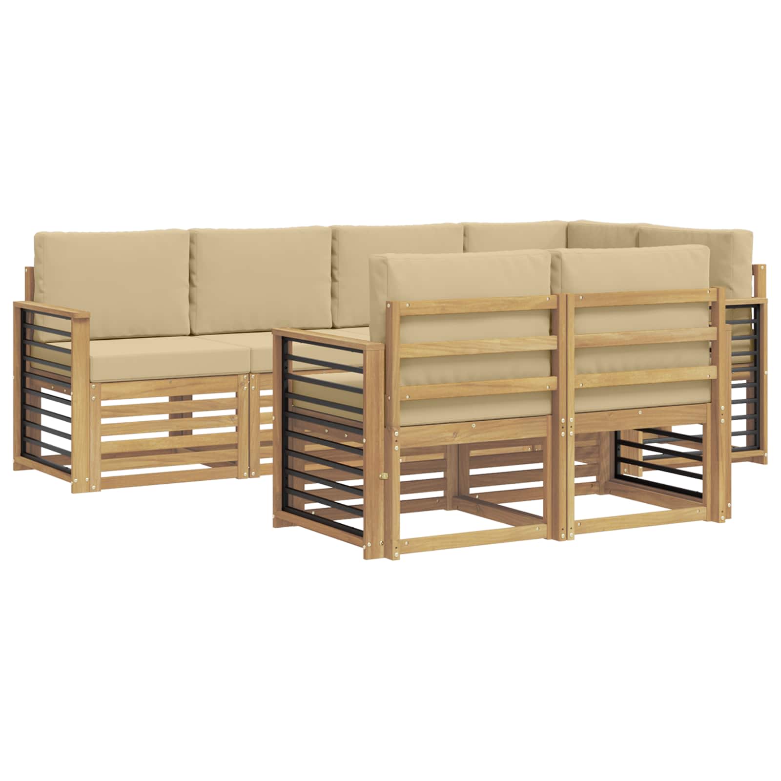 Set vanjskih sofa 7 pcs Bijela i bež 247 x 128,5 x 73 cm