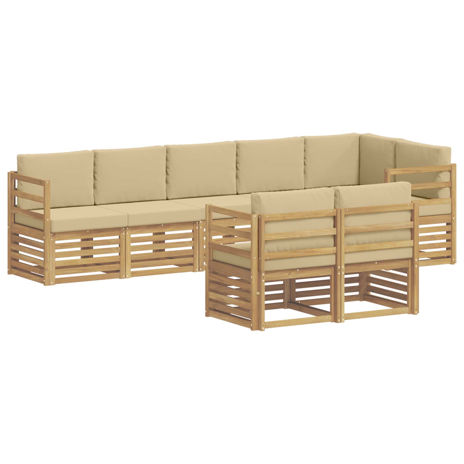 Set vanjskih sofa 8 pcs Bijela i bež 304 x 126,5 x 73 cm