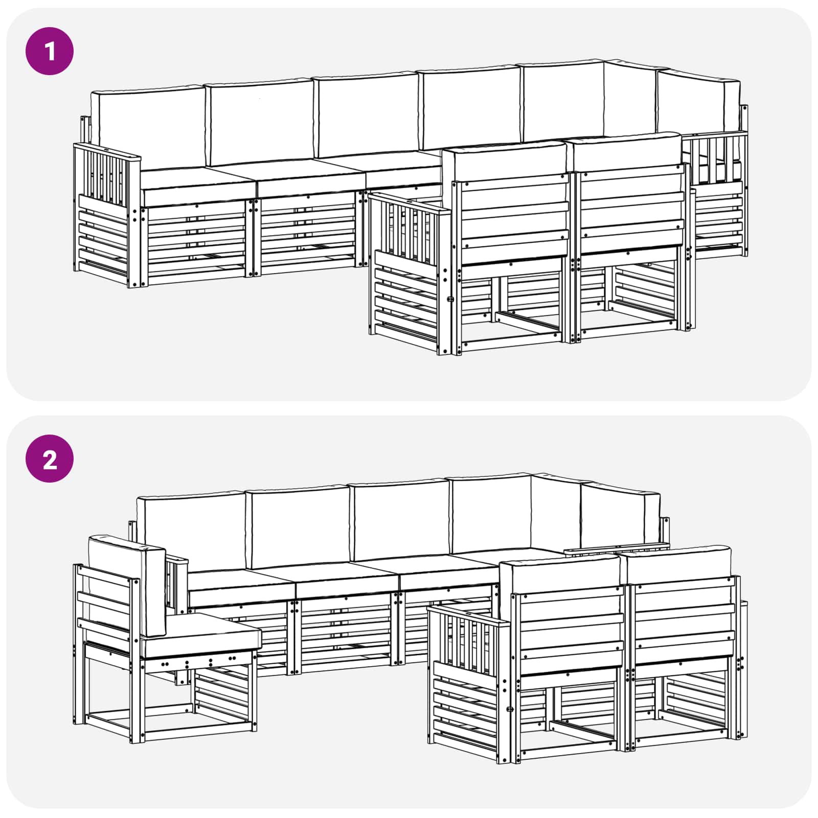 Set vanjskih sofa 8 pcs Bijela i antracit 306 x 128,5 x 73 cm