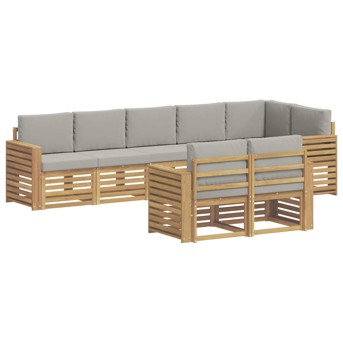 Set vanjskih sofa 8 kom. Bijela i svjetlosiva Poliester 310 x 132,5 x 73 cm
