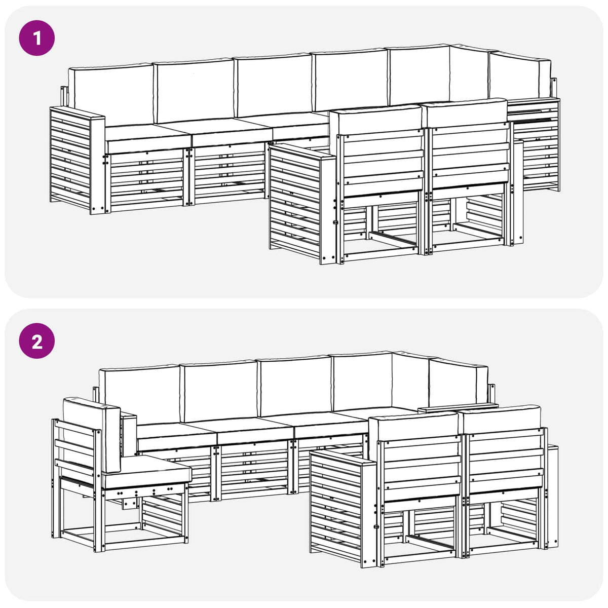 Set vanjskih sofa 8 kom. Bijela i svjetlosiva Poliester 310 x 132,5 x 73 cm