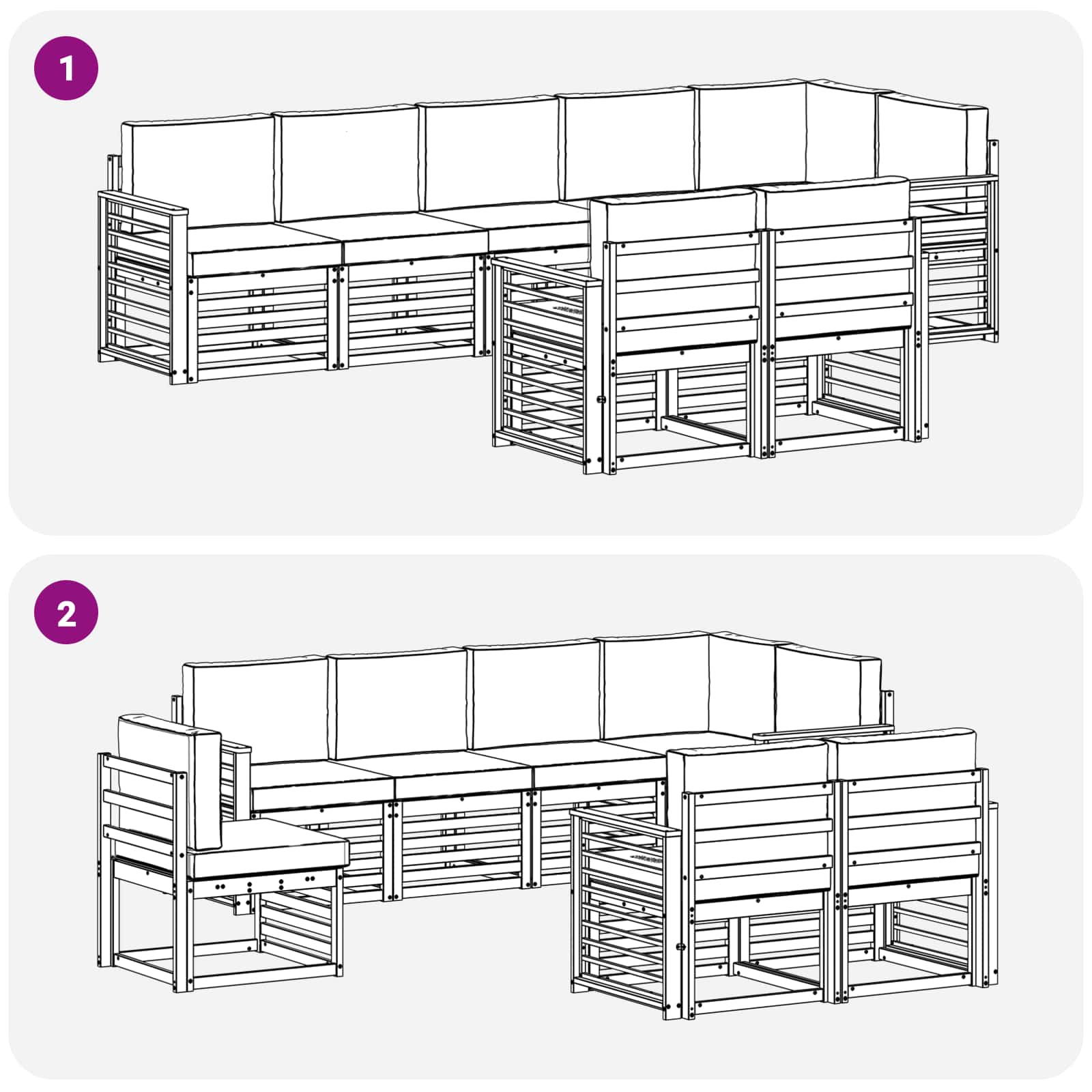Set vanjskih sofa 8 pcs Bijela i antracit 306 x 128,5 x 73 cm