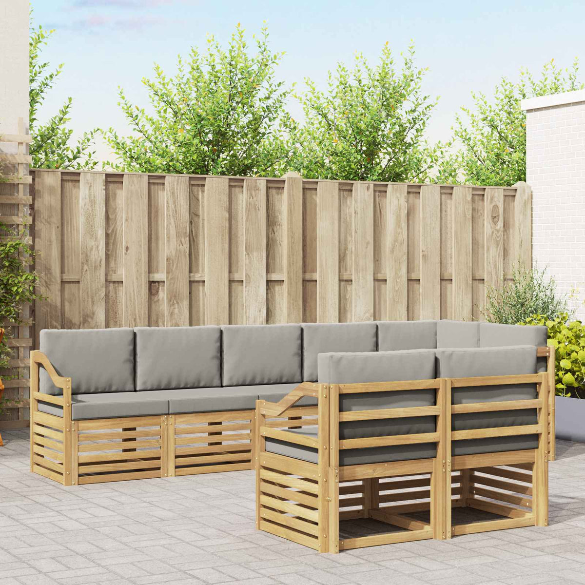Set vanjskih sofa 8 kom. Bijela i svjetlosiva Poliester 304 x 126,5 x 73 cm