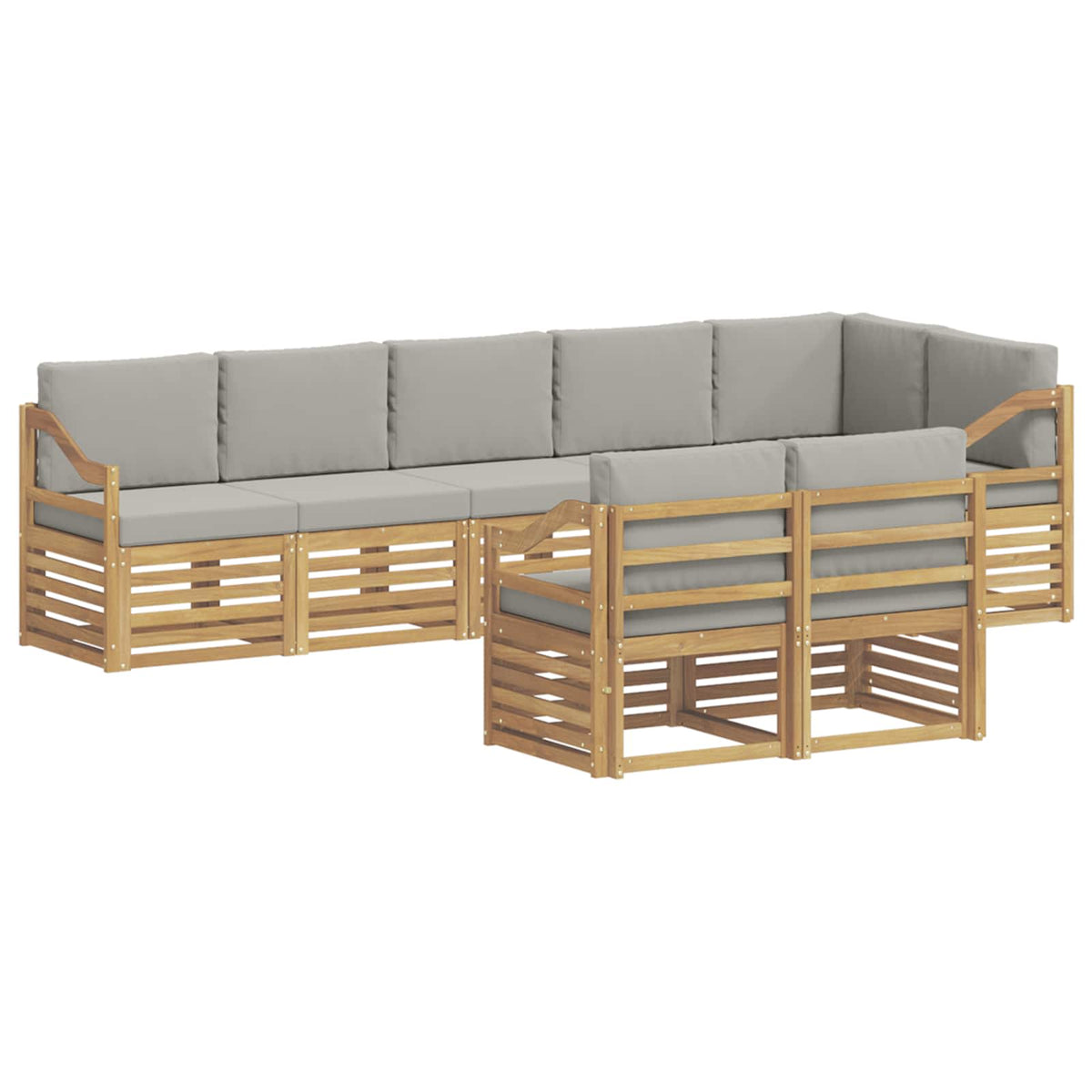 Set vanjskih sofa 8 kom. Bijela i svjetlosiva Poliester 304 x 126,5 x 73 cm