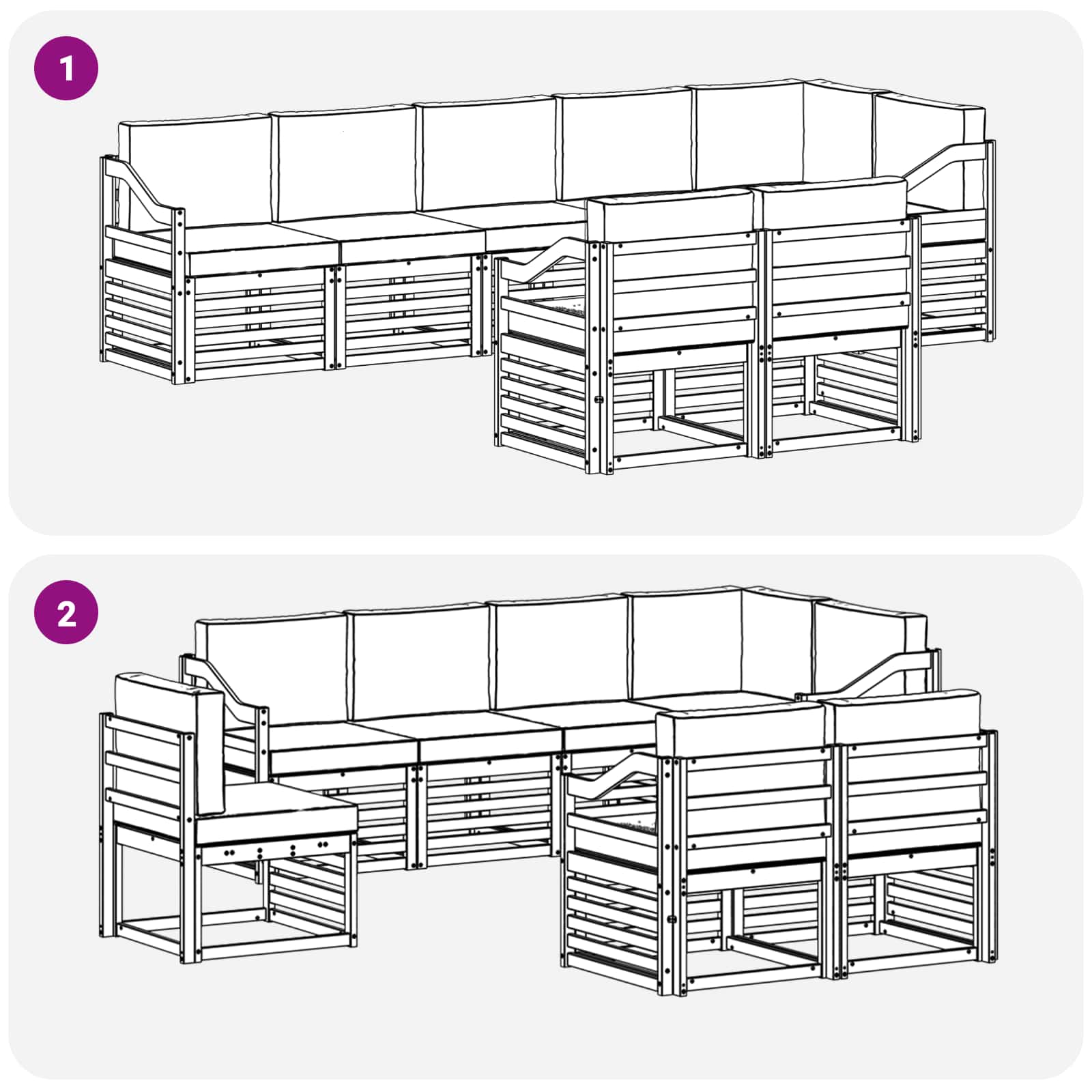 Set vanjskih sofa 8 pcs Bijela i bež 304 x 126,5 x 73 cm