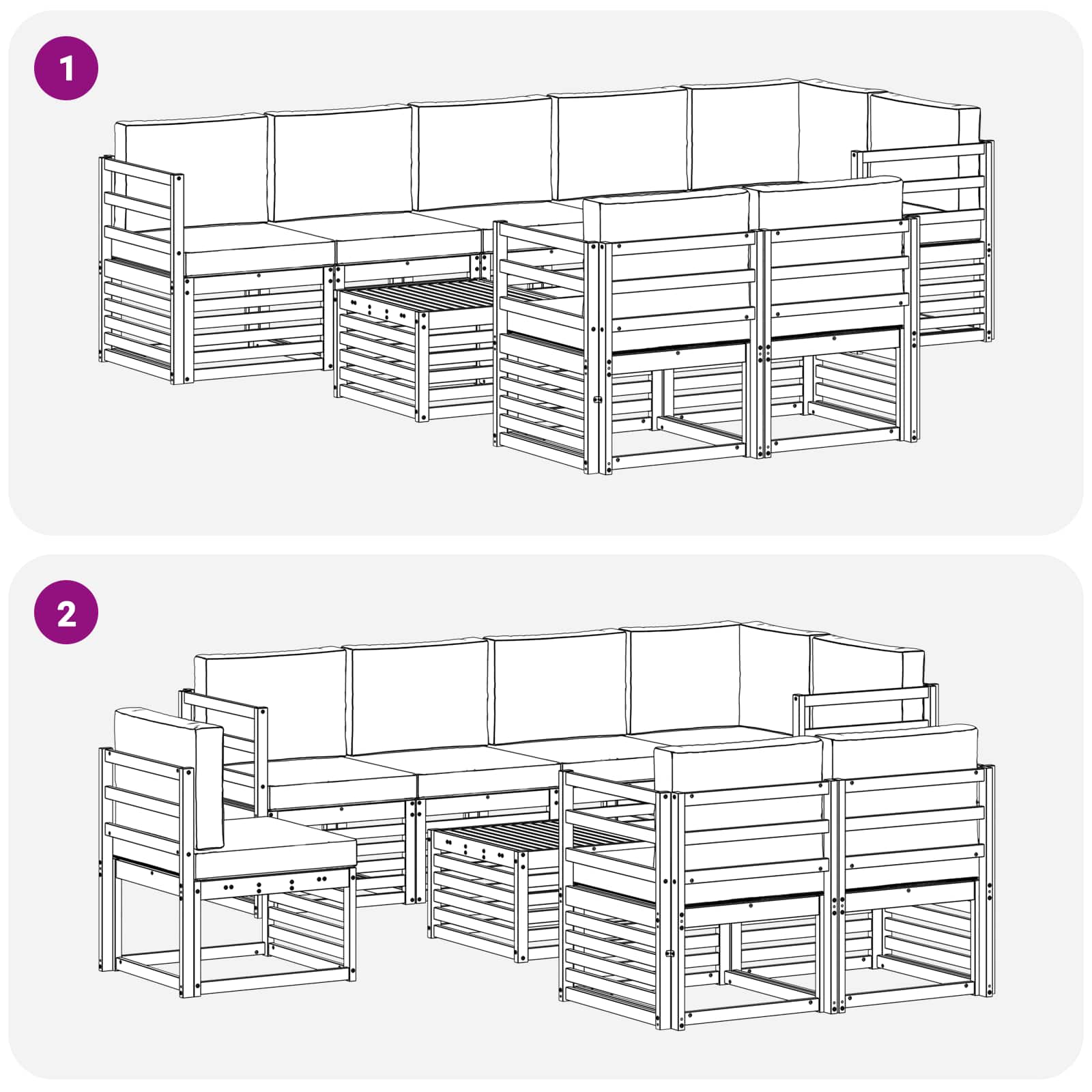 Set vanjskih sofa 9 pcs Bijela i bež 59 x 59 x 37 cm Poliester
