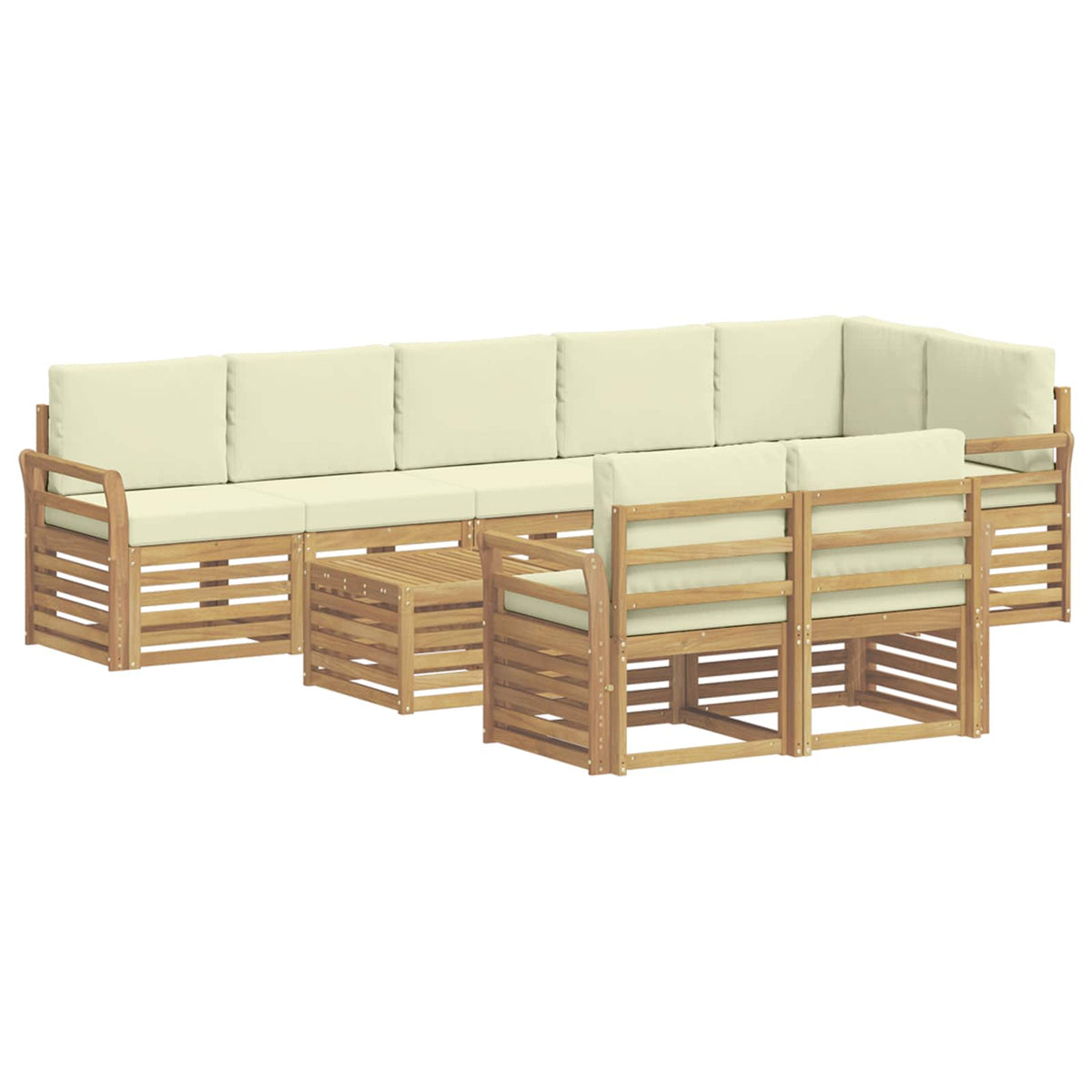 Set vanjskih sofa 9 kom. Bijela i krem Poliester 59 x 59 x 37 cm