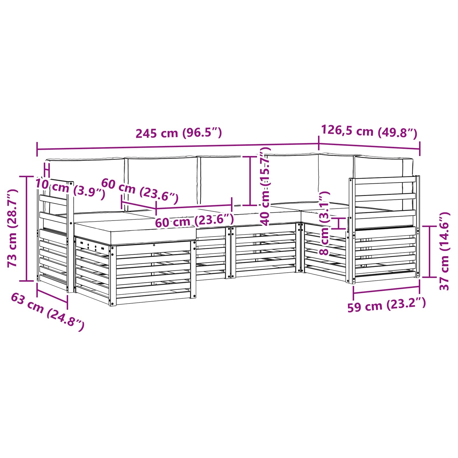 Set vanjskih sofa 6 pcs Bijela i krem Poliester