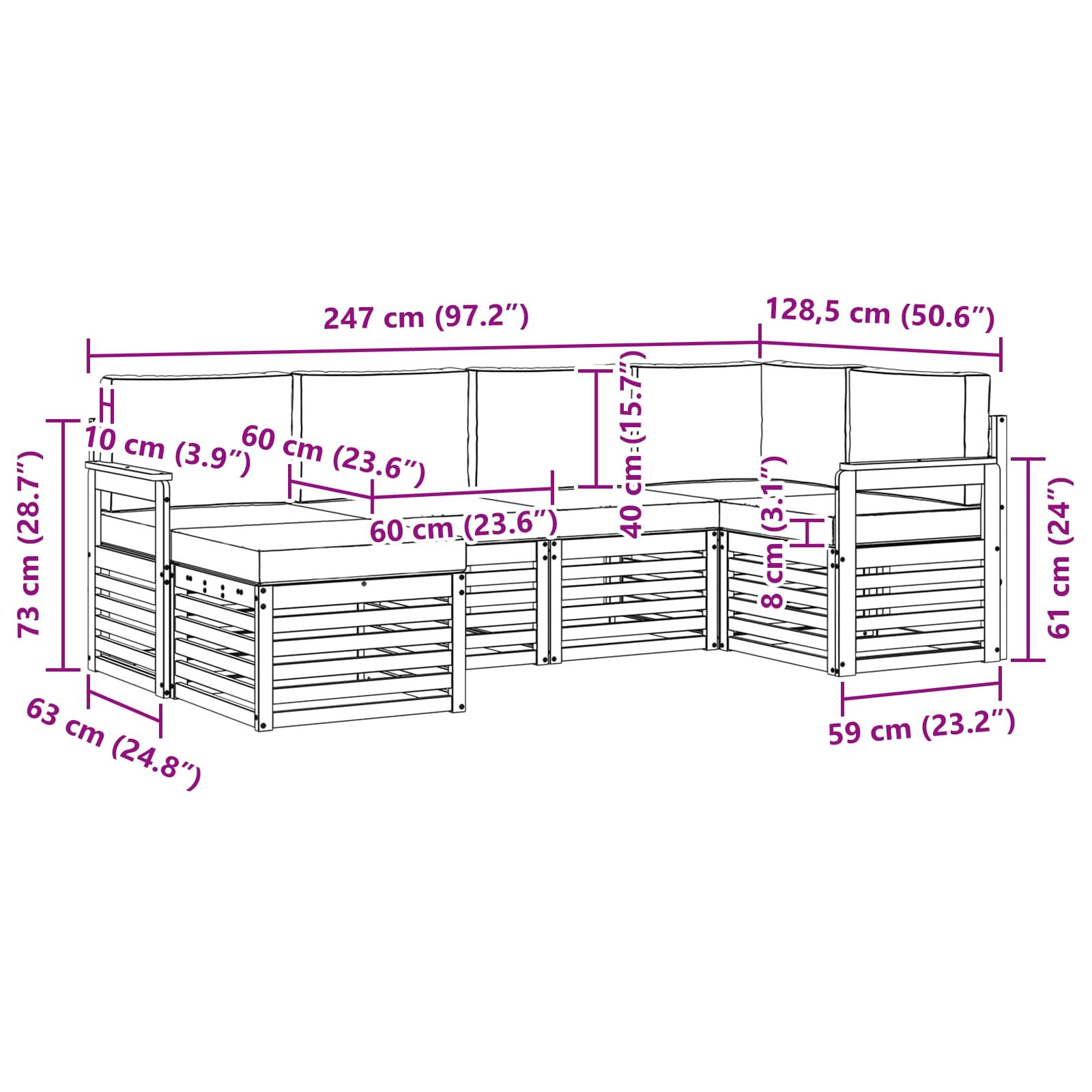 Set vanjskih sofa 6 pcs Bijela i antracit Poliester